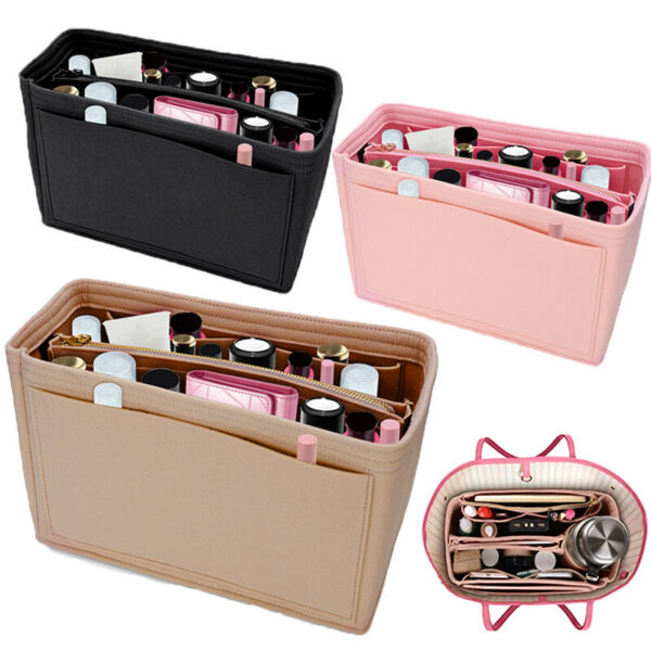 Multi Pocket Handbag Organizer Felt Purse Insert Bag fits Neverfull MM 3 Colors