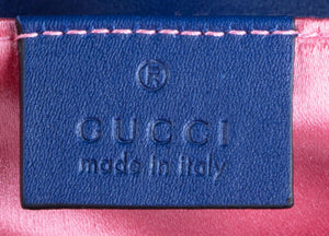 GUCCI Blue Velvet Matelasse GG Marmont Shoulder Bag