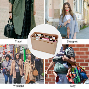 Multi Pocket Handbag Organizer Felt Purse Insert Bag fits Neverfull MM 3 Colors